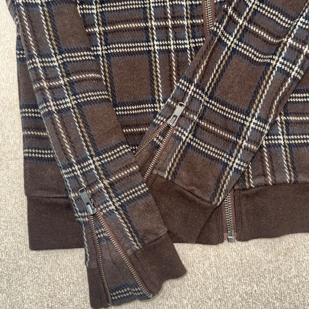 Marc by Marc Jacobs Plaid Zip-Up Hoodie Jacket – Brown & Navy - Picture 3 of 10